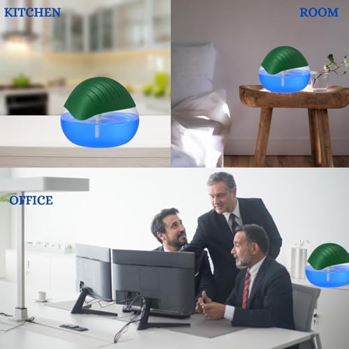 Image of Humidifier Revitalizer Hygiene Portable Room Air Purifier and with Led Lights, Run Time: 16 Hours- Perfect for Living Rooms, Kitchen, Office & Hotels (24 * 24 * 12 cm,Green)-750 Ml