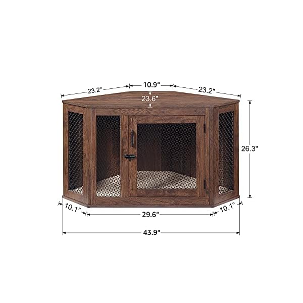 unipaws-Furniture-Corner-Dog-Crate-with-Cushion-Dog-Kennel-with-Wood-and-Mesh-Dog-House-Pet-Crate-Indoor-Use-Perfect-for-Limited-Room Dog Kennel with Wood and Mesh