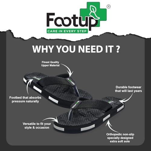 Image of Men's Orthopedic Comfort Flip Flops with Soft Fabric Straps | Cushioned Anti-Skid Footbed Slippers for Men | Lightweight Walking Flip Flops for Home, Outdoor, Indoor Use