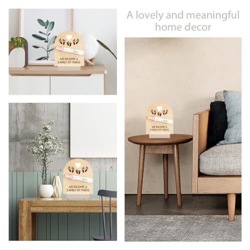Image of FREEBLOSS Wooden Pregnancy Announcement for Dad Footprint&Heart Pregnancy Test Keepsake Wooden Sign Baby Surprise Pregnancy Announcement Sign Fun Ways to Announce Pregnancy to Be Gifts