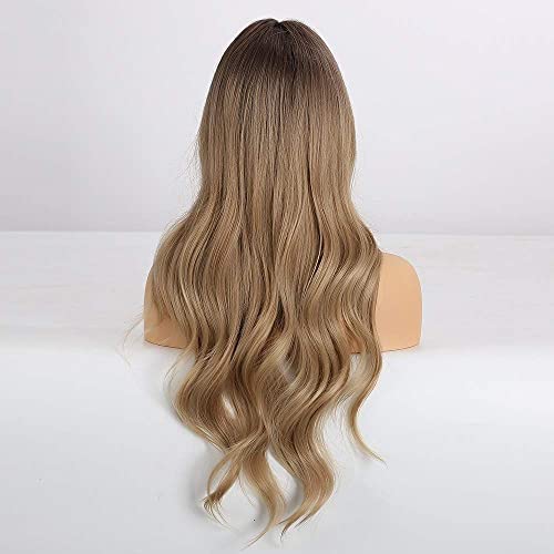 Karain Long Wavy Synthetic Wigs Ombre Brown Wig (BUG#)