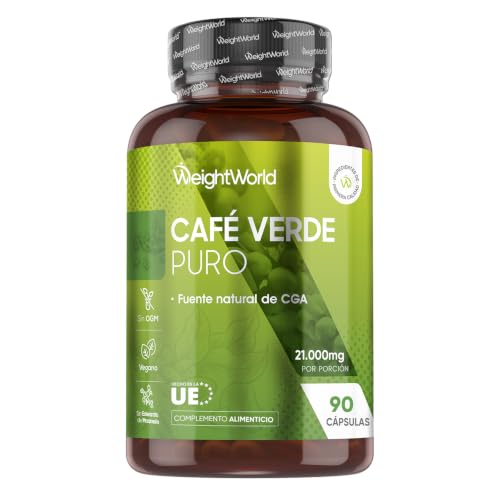 Café Verde Puro 21000 mg - 90 Cápsulas, 1 Mes de Suministro, Sin Tostar