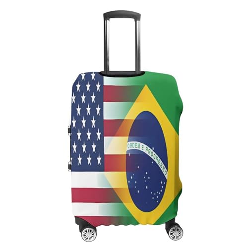 USA Brazil Flag Funny Travel Luggage Cover Baggage Suitcase Cover Protector Skins 19-32 Inch4