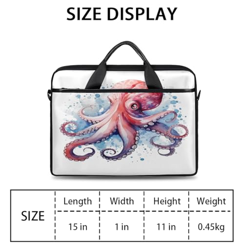 Bolso para laptop de 15 pulgadas estilo acuarela con pulpo miniatura 2