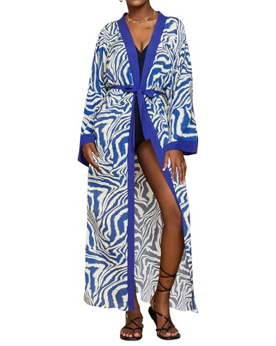 Bsubseach Strandkleid für Frauen Schwimmen Cover Up Badeanzug Coverup Kimono Strickjacken Blau