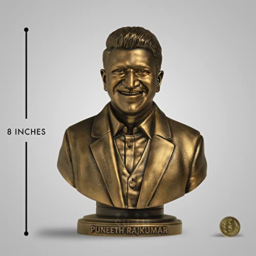 Image of SILAII Dr. Puneeth Rajkumar Sculpture - Antique Bronze Tribute to Kannada Film Legend - Handcrafted Collectible