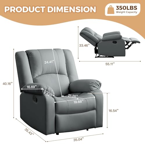 Sillón reclinable piel con bolsillo lateral miniatura 2