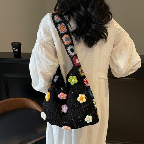 Image of Crochet Shoulder Bag Beach Bags With Hollow Embroidery Detail And Adjustable Crossbody Strap for Women