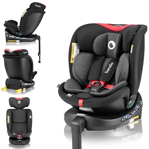 LIONELO Seggiolino Auto NAVY i-Size con ISOFIX, Girevole a 360° e Reclinabile, Bambini 40–150 cm (0–12 anni), Fronte e Retro Marcia, Piede di Supporto, Poggiatesta 11 Livelli, Ventilato e Comodo