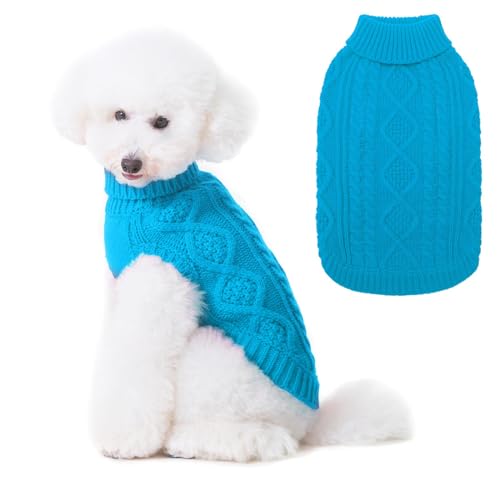 Image of BINGPET Dog Sweater for Small Dogs, Turtleneck Knitted Clothes