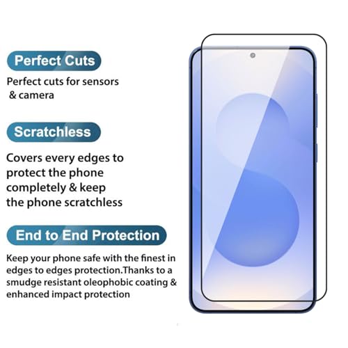 Image of POPIO Military-Grade Gorilla Tempered Glass For Samsung Galaxy S25 Plus / S25 Edge (Black) 9H Hardness, Edge-to-Edge Full Coverage, Anti-Scratch, Bubble-Free, Ultra Clear HD Glass, Oleophobic Coating, Face ID Compatible