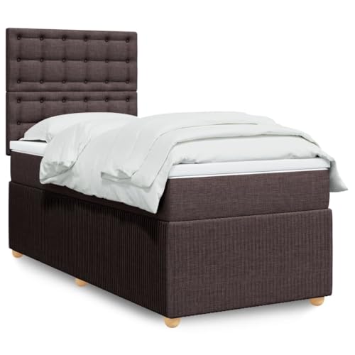 Brokky Cama Box Spring con colchón somier Mueble Cama Estructura Cama Bed Frame Cama con colchon Tela marrón Oscuro 100x200 cm - 3294284