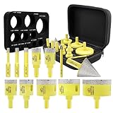 Diamond Core Drill Bits Set 12PCS - DARTOTEK Tile Hole Saw Kit (6/8/10/20/25/28/32/45/50/65mm/1-3/8/6mm for Porcelain, Ceramic Tile, Granite, Marble, Masonry