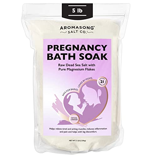 Aromasong Dead Sea Pregnancy Bath Soak 5 Lb - Natural Lavender With Pure Magnesium Flakes & Minerals - Used For Pregnancy & Postpartum Muscle Ache & Leg Discomfort - Better Absorbing Than Epsom Salt #TOP12
