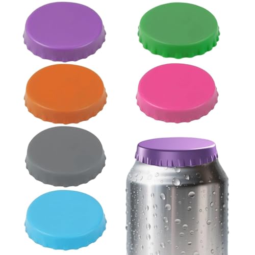 6-Pack Silicone Can Lids Reusable Airtight Seal for Soda Cans to Keep Drinks Fresh and Prevent Spills