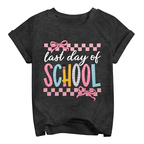 LUKYCILD Last Day of School Kids Shirts for Girl Kindergarten Graduation T-Shirt Casual Student Life Short Sleeve Tee