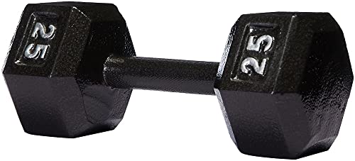 Image of AmazonBasics Cast Iron Hexagon Dumbbell, 11.3 Kgs (25 pounds) | Black