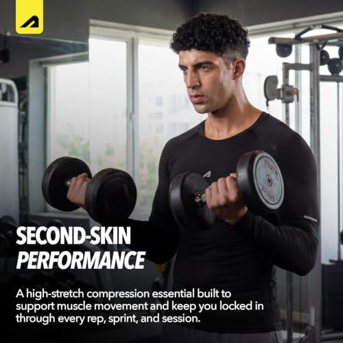 Image of Boldfit Gym Compression T-Shirt for Men Full Sleeve Skin Tight Training Top Gym Base Layer Breathable Dry Fit Workout Tees Men, Black