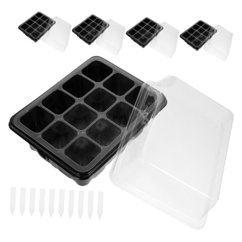 CIMAXIC 1 Juego Caja de plántulas Espectro Pararse automático Invernadero bandejas para semilleros Kit de germinación Accesorio de plantación Taza de Cultivo de Plantas Pet、 、PVC Black