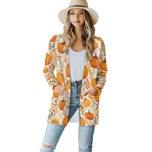 Image of Biyejit Women's Long Sleeve Open Front Cardigan Casual Loose Lightweight Cardigans with Pockets Drape Cardigan