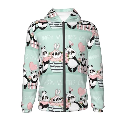 Cute Panda Kids Pullover Hoodies Boys Zip Up Sweatshirts Girls Athletic Clothes with Pocket2