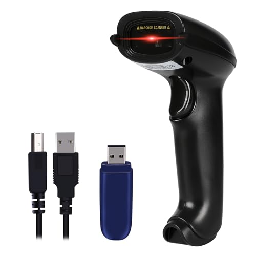 WoneNice 2.4G Wireless Barcode Scanner – 1D Handheld Cordless Barcode Reader for Retail,...
