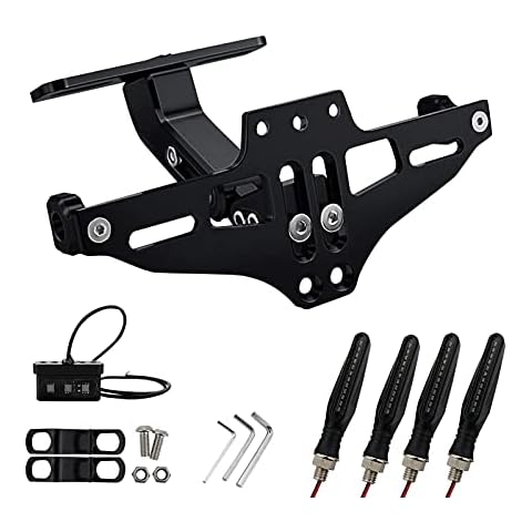 Motorbike License Registration Plate Holder Universal Number Plate Bracket Tail Tidy Fender Eliminator LED Indicator Lights Compatible with NINJA 250 YZF R125 Z125 Z900 R6 R1 MT09 GSXR600 S1000RR Cover