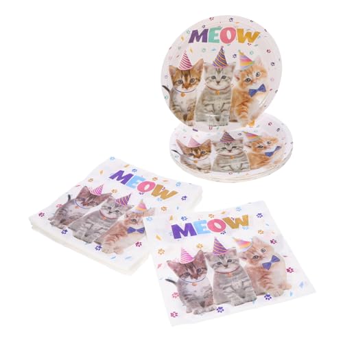 Generic 猫の誕生日パーティー用紙皿セット ? 猫テーマの使い捨て食器とナプキンで簡単片づけ・視覚的に楽しい演出が可能