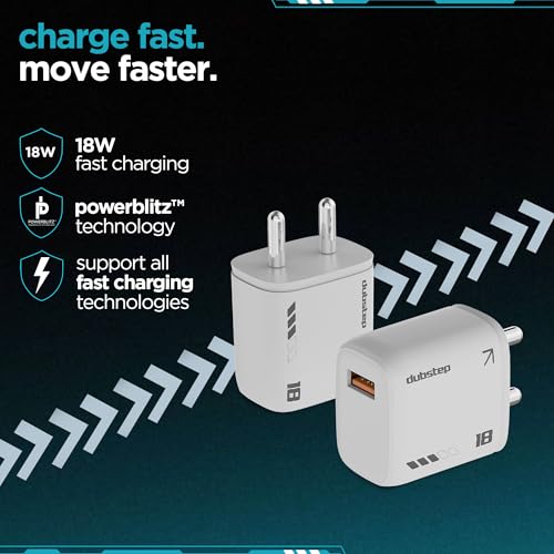Image of Dubstep Sprint 18W Charger, USB C Adapter Compatible with CMF Phone 1 /Nothing Phone 2 /2a /2a Plus /Phone 1 /Tablet /Samsung M05 /M35 /M15 /F15 /M14, 18 watt Fast Charge Adapter for Other Type C Devices