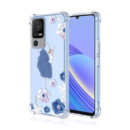Cover per TCL 40 SE TCL 40SE Transparent Morbida Bumper Custodia Ultra Sottile Antiurto Setoso Semplice Pattern Case Ballerino elegante silicone tpu blu