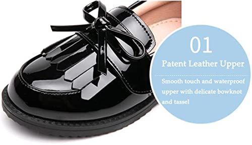 Ppxid Girl's British Style Oxford Shoes Dress Shoes Black School Shoes For Girls Loafers-Black 3.5 Us Big Kid #TOP1