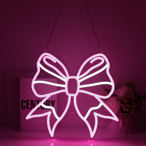 Image of Bow Neon Sign Led Neon Lights Neon Signs for Wall Decor Light Up Sign for Birthday Party Club Gift