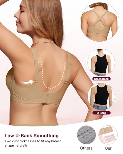 Image of As Fairy Wireless Bras for Women Full Coverage Seamless Scalloped Push Up No Underwire Everyday Bra with Air Holes
