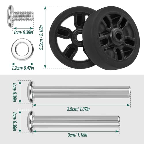 4pcs Luggage Wheels Replacement OD 55mm, Suitcase Swivel Casters, Wear Resistant Rubber Repair Wheel Black, PF092