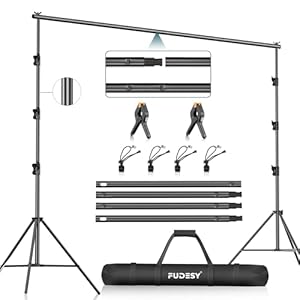 FUDESY Photo Video Studio 10 x 10Ft Heavy Duty Adjustable Backdrop Stand,Background Support System for Photography with Carry Bag,Two Pieces Spring Clamps
