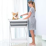 Beberoad Kleine Haustiere Badewanne, Multifunktionale zusammenklappbare Haustier Badewanne Mit Entwässerungsrohr, Tragbar Badewanne für kleine bis mittelgroße Hunde und Katzen (gräulich-weiß)