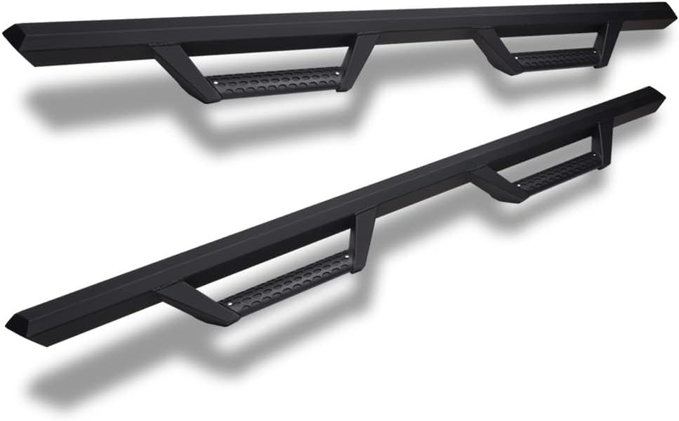 Matte Black Hoop Drop Step Side Nerf Bars Rail Running Boards v2 Compatible with 09-18 Dodge Ram 1500/19-24 Classic Quad (Extended) Cab