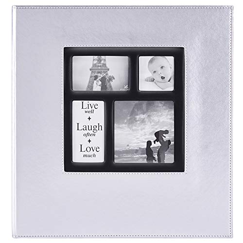 Lanpn Photo Album 4x6 800 Photos, Extra Large Capacity Leather Cover Picture Photo Albums Holds 800 Pockets Horizontal and Vertical 4x6 Pictures with Black Pages for Family Wedding Silver