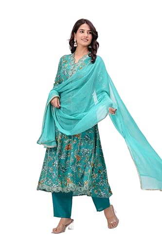 Image of MANHAREE | Women's Rayon Kurta with Pant & Dupatta Set