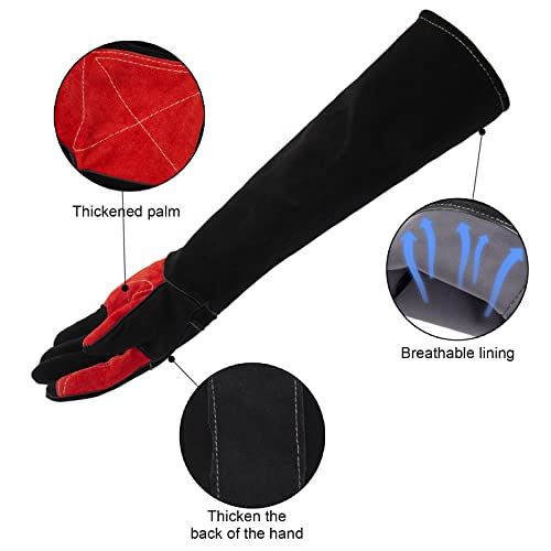 23.6 Inches 662℉ Leather Heat/Fire Resistant Welding Gloves With Kevlar Stitching,Perfect For Bbq,Oven,Grill,Fireplace,Tig,Mig,Baking,Furnace,Stove,Pot,Holder,Animal Handling Gloves-Black. #TOP2