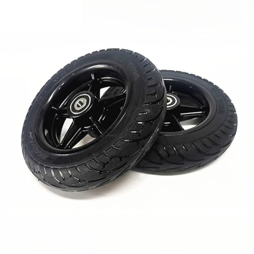 200x50 8 Inch Black Replacement Wheelchair Wheels for Walkers - Non-Inflatable Solid Wear-Resistant Rubber Tires, Anti-Slip, And ABS Wheel Hub