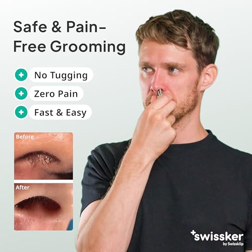 Image of Swissklip Swissker Manual Nose Hair Trimmer for Men & Women - Precision Stainless Steel Ear Hair Remover - German Designed Grooming Tool with Rounded Safety Tip