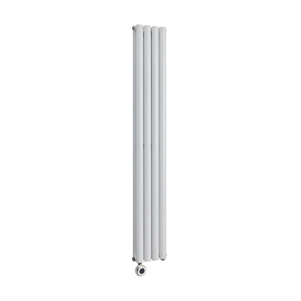Milano White 1600Mm X 236Mm - Double Panel Electric Vertical Designer Radiator With Chrome Wi-Fi Thermostat - X Ecoso Aruba