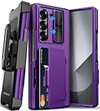 Picture of Vihibii for Samsung Galaxy Z Fold 6 Case Wallet with Belt Clip & Card Holder & Camera Lens Cover & Hinge Protection & Screen Protector, Full Body Cover Durable Case for Samsung Z Fold 6, Dark Purple