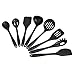 AmazonCommercial - Set di utensili da cucina in silicone antiaderente resistente al calore, set da 8, nero
