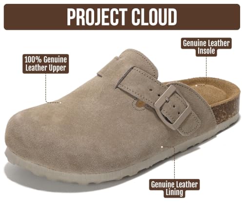 Image of 100% Genuine Leather Slip-on Footbed Clogs for Women - Fall Shoes for Women