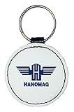 Sublimationsdruck Bimaxx Leder Schlüsselanhänger  Hanomag Logo  rund  weiß