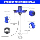 Cement Mixer 3000w Electric Paddle Mixer, Mortar Paint Stirrer Whisk, 6 Variable Speeds, Ideal for Mixing Feed, Plaster, Paint, Cement, Mortar Etc - Image 4
