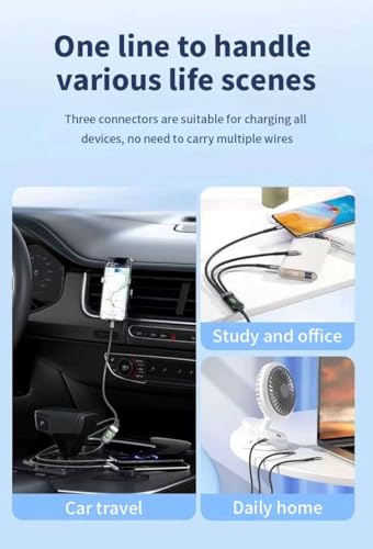 Image of 3-in-1 100W Fast Charging Cable with LED Display | 5A PD Braided Nylon Multi USB Cable (Type-C, Lightning, Micro USB) for Laptops, iPhones, Android & Tablets | 480Mbps Data Sync | 1.2m
