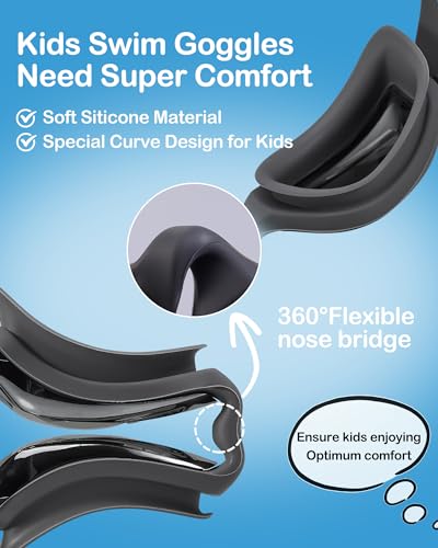 Image of Aegend Kids Swim Goggles, Pack of 2 Swimming Goggles for Children Boys & Girls Age 3-14